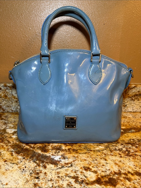 Dooney & Bourke Handbags - Dooney & Bourke Light Blue Patent Leather Satchel